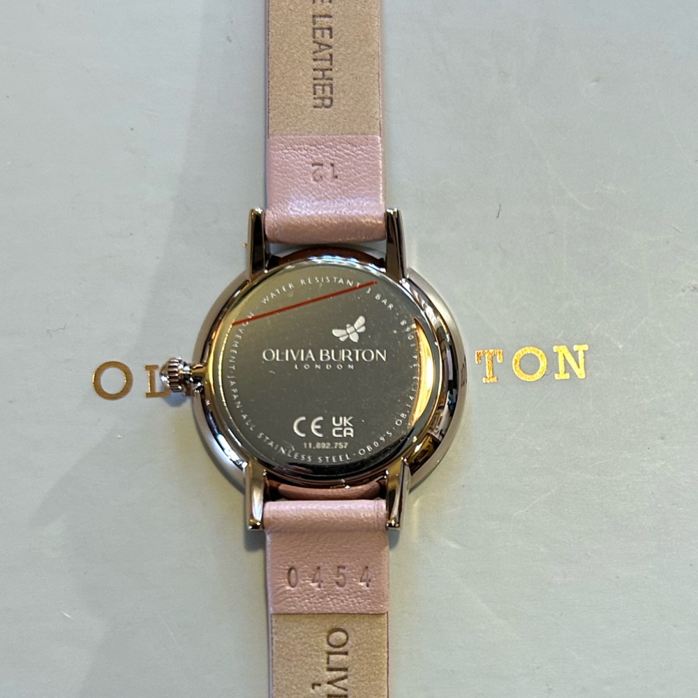 Olivia Burton Watch with 28mm Silver Face With Classic UltaSlim Bee & Pink Band - Picture 3 of 6